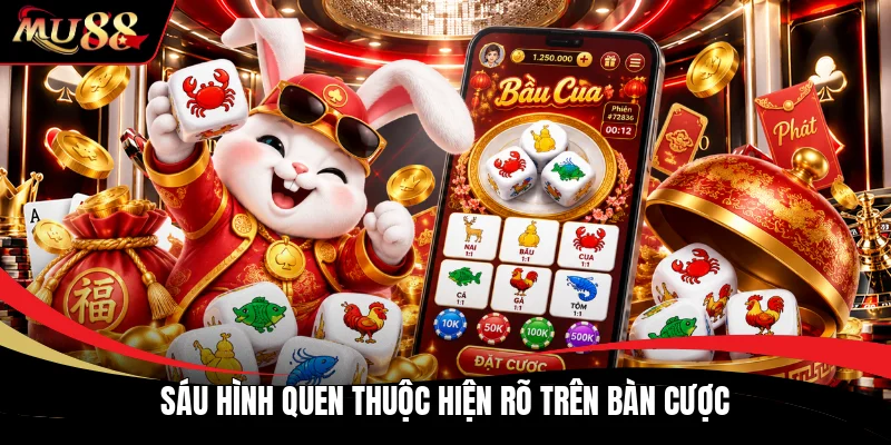 Sáu hình quen thuộc hiện rõ trên bàn cược